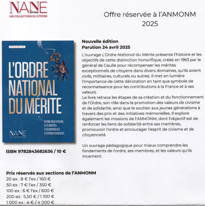 La nouvelle édition de l'ouvrage intitulé L'Ordre National du Mérite, édité par la maison d’édition « NANE Éditions »